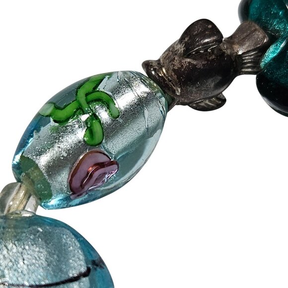 Boho Handmade Glass Bead Charm Bracelet Ocean Themed Design Beach Core Jewelry - Picture 6 of 7